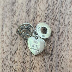 pandora silver sterling my wife always heart dangle charm